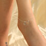 925 Silver Dangle Floral Plain Chain Payal Anklet, thumbnail 2 of 7