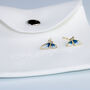 Gold Colour Sterling Silver Butterfly Wing Stud Earrings, thumbnail 6 of 7