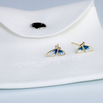 Gold Colour Sterling Silver Butterfly Wing Stud Earrings, 6 of 7