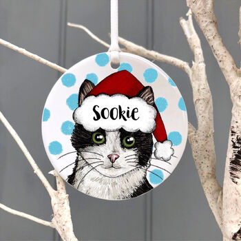 Christmas Personalised Ceramic Cat Decoration, 6 of 6