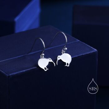 Kiwi Bird Drop Hook Earrings In Sterling Silver, 4 of 10