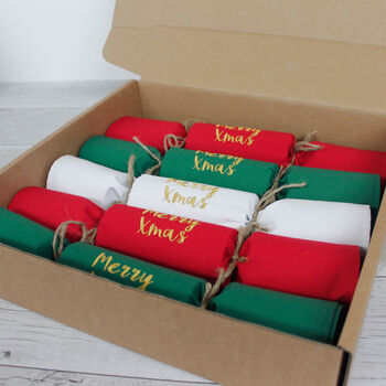 Reusable Personalised Cracker Napkins Traditional Set, 2 of 6