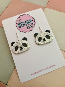 Panda Glitter Statement Earrings / Panda Lover Gift / Zoo Lover Gift / Birthday Gift For Her, 3 of 5
