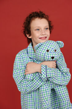 Eric Kids Check Pyjama Set With Matching Teddy Bear, 4 of 7