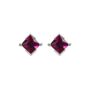 Sterling Silver Princess Cut Birthstone Earrings July Ruby, thumbnail 2 of 5