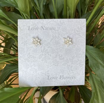 White Lily Flower Stud Earrings, 3 of 4