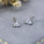 Sterling Silver Trillion Cut Cz Stud Earrings, thumbnail 2 of 12