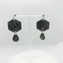 Black And Silver Foil Geometric Statement Earrings, thumbnail 8 of 10