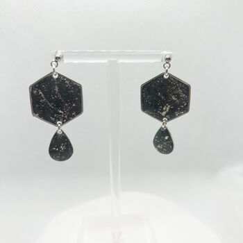 Black And Silver Foil Geometric Statement Earrings, 8 of 10