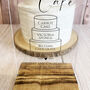 Classic Personalised Clear Acrylic Cake Sign With Wooden Base, thumbnail 2 of 5