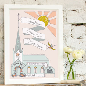 Personalised Church Christening Print Or Baptism Gift, 2 of 6