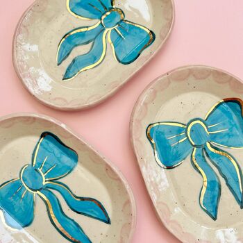 Ceramic Blue Bow With Gold Detail Trinket Dish, 2 of 6