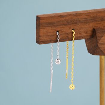 Sterling Silver Minimalist Ball Ear Threader, 4 of 10