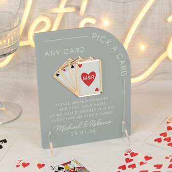 Arch Playing Cards Wedding Guest Book Alternative Sign, 4 of 9