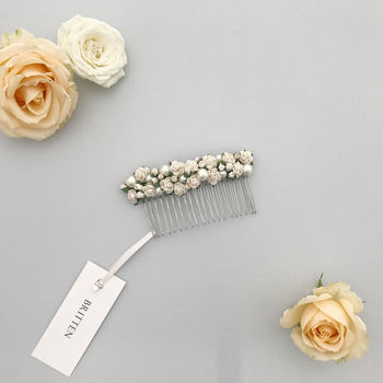 Floral Rose And Pearl Bridal Hair Comb, 2 of 7