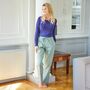 Women's 'Moss' Herringbone Brushed Cotton Pyjama Trousers, thumbnail 4 of 4