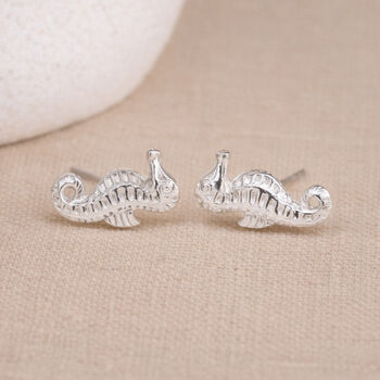 Sterling Silver Seahorse Stud Earrings – 13mm X 5mm, 3 of 8