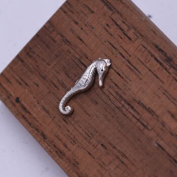 Tiny Seahorse Fish Stud Earrings In Sterling Silver, 3 of 12