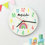 Children's Personalised Modern Rainbow Wall Clock, thumbnail 1 of 2