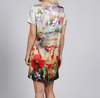 Maria Poppy Floral Print Silk Satin Dress, 3 of 3