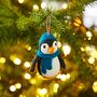 Felt Penguin In Hat And Scarf Christmas Decoration, thumbnail 1 of 2