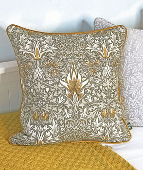 Pewter/Gold Snakeshead William Morris 18' Cushion Cover, 6 of 11