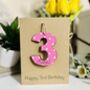 Personalised 3rd Third Birthday Card Wooden Three Gift, thumbnail 2 of 9