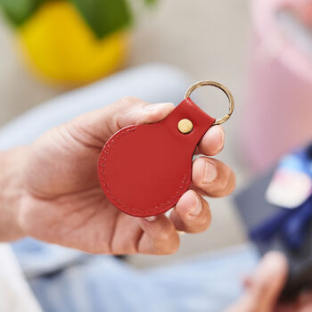 Personalised Leather Keyring For Airtag With Circular Engraved Message, 6 of 9
