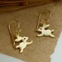 Gold Plated Sterling Silver Bouncing Bunny Earrings, thumbnail 1 of 4