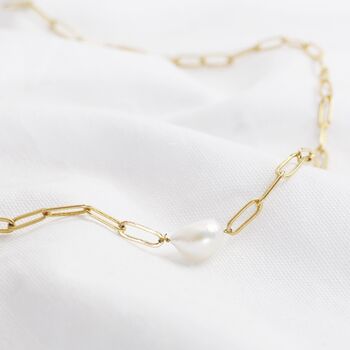 Gold Plated Cable Chain And Pearl Bracelet, 3 of 5
