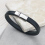 Dubh Leather Personalised Chrome Plated Mens Bracelet, thumbnail 5 of 8
