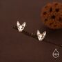 Sphynx Cat Stud Earrings In Sterling Silver, thumbnail 4 of 11
