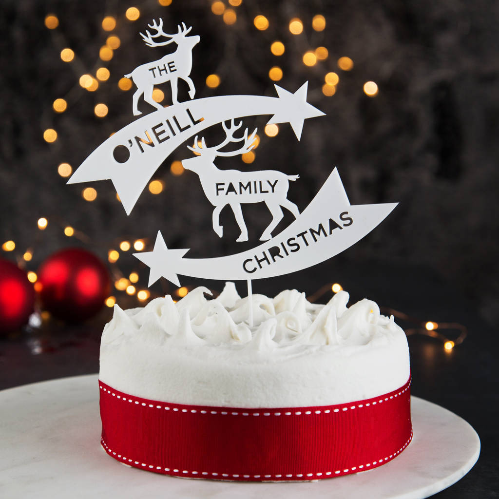 Personalised Reindeer Family Christmas Cake Topper, 1 of 2