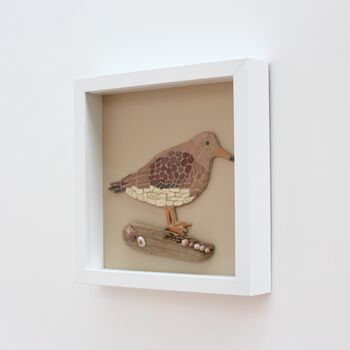 Handmade Framed Sandpiper Coastal Bird Mosaic Picture, 3 of 4