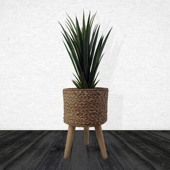 Woven Effect Composite Planter With Stand, 6 of 6