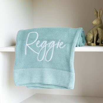 Solid Edge Baby Knit Blanket | Personalised, 2 of 8