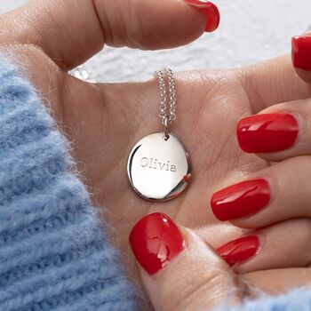 Engraved Sterling Silver Pebble Necklace, 3 of 7