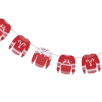 Red And White Wooden Jumper Bunting Decoration, 2 of 3