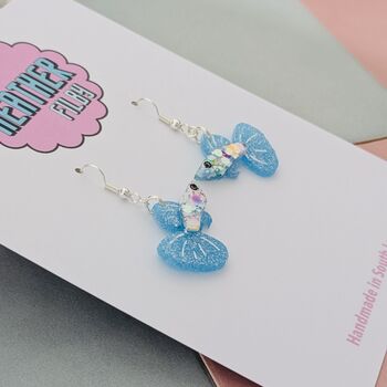 Handmade Sparkly Guppy Fish Earrings – Glitter Resin In Multiple Colours, 2 of 8