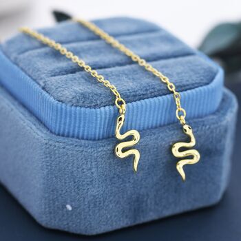 Snake Threader Earrings In Sterling Silver, 4 of 10