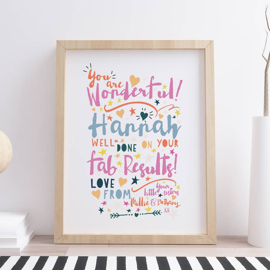 Personalised You Are Wonderful Exam Results Print, 1 of 4