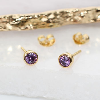 18ct Gold Plated Sterling Silver Birthstone Earrings, 2 of 6