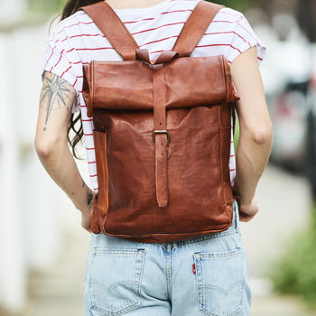 Rolltop Leather Backpack, 4 of 8