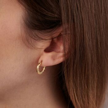 Creole 9ct Gold Croissant Hoop Earrings, 2 of 5