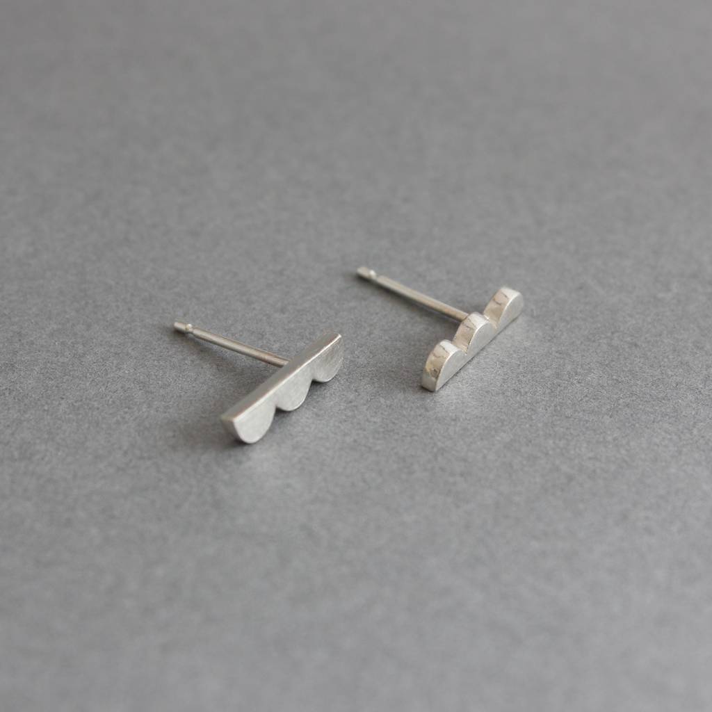 Scalloped Line Studs By Leila Swift