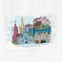 Edinburgh Skyline Tea Towel, Natural Cotton, thumbnail 1 of 4