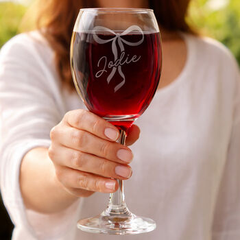 Personalised Bow Wine Glass Gift Boxed, 4 of 5
