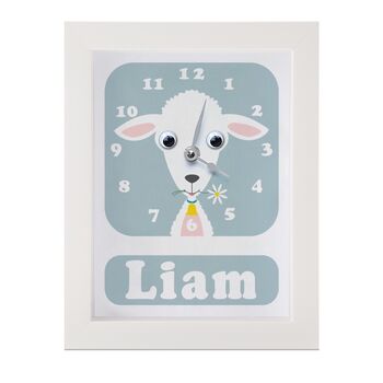 Personalised Childrens Lamb Clock, 5 of 9