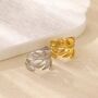 Tropical Monstera Plant Leaf Open Statement Gold/S Ilver Ring, thumbnail 3 of 5