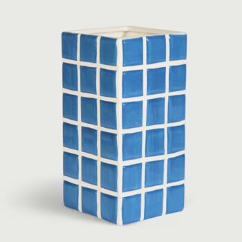 Blue Check Tile Vase, 3 of 5